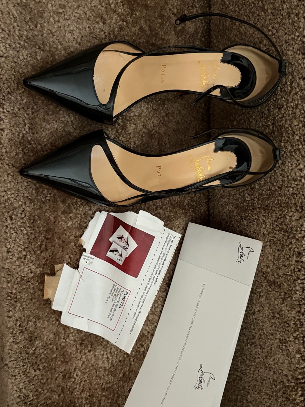 Christian Louboutin Black Patent Pointed-Toe Slingback Pumps